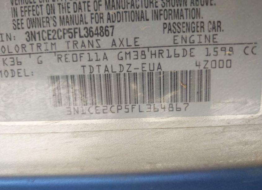 Photo 9 of 2015 Nissan Versa NOTE SV (VIN 3N1CE2CP5FL364867)