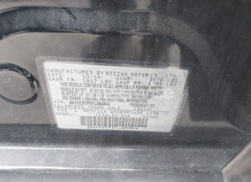 Photo 9 of 2015 Nissan Versa NOTE SV (VIN 3N1CE2CP5FL384844)