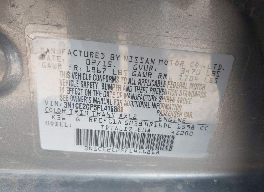 Photo 9 of 2015 Nissan Versa NOTE (VIN 3N1CE2CP5FL416868)