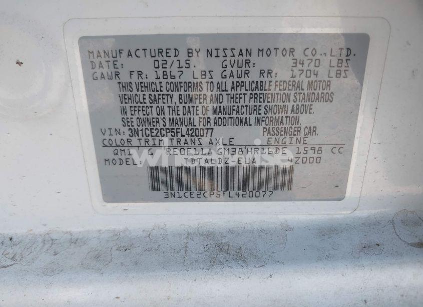 Photo 9 of 2015 Nissan Versa NOTE S (SR)/S PLUS/SL/SR/SV (VIN 3N1CE2CP5FL420077)