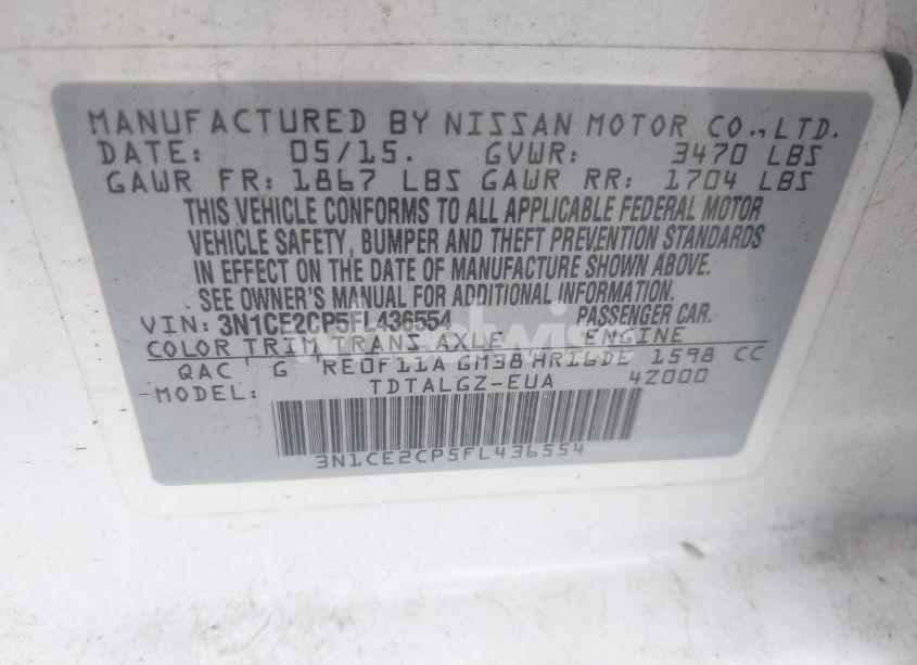 Photo 9 of 2015 Nissan Versa NOTE SR (VIN 3N1CE2CP5FL436554)