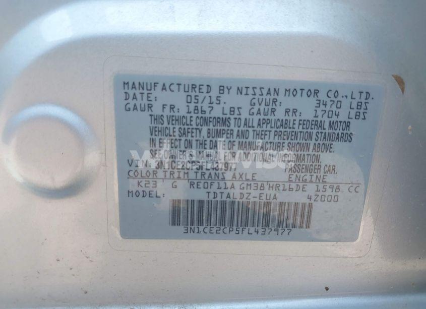 Photo 8 of 2015 Nissan Versa NOTE SV (VIN 3N1CE2CP5FL437977)