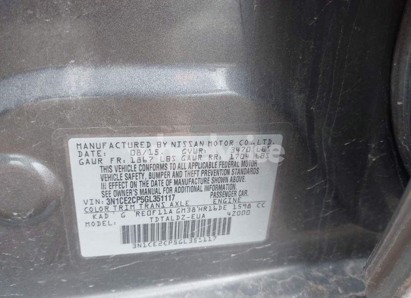 Photo 9 of 2016 Nissan Versa NOTE S (SR)/S PLUS/SL/SR/SV (VIN 3N1CE2CP5GL351117)