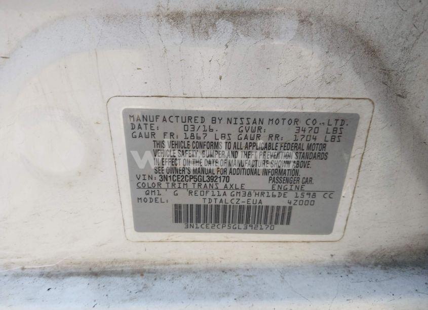 Photo 9 of 2016 Nissan Versa NOTE S (SR)/S PLUS/SL/SR/SV (VIN 3N1CE2CP5GL392170)