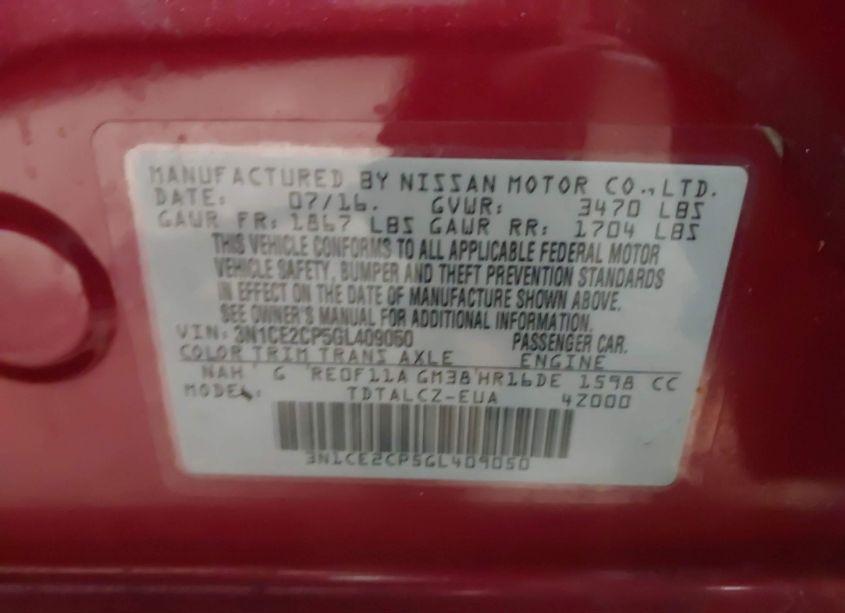 Photo 9 of 2016 Nissan Versa NOTE S PLUS (VIN 3N1CE2CP5GL409050)