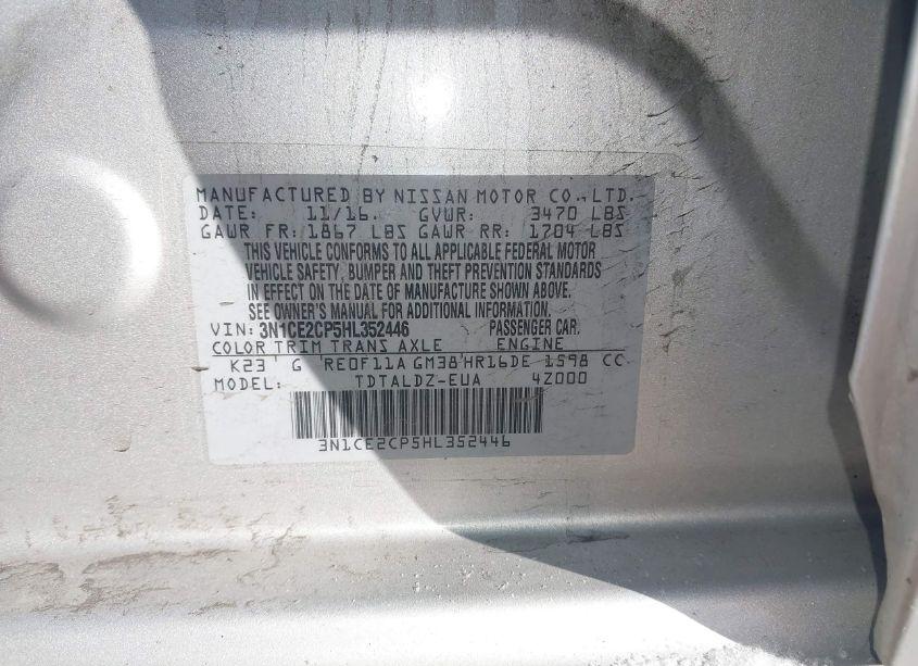 Photo 9 of 2017 Nissan Versa NOTE SV (VIN 3N1CE2CP5HL352446)