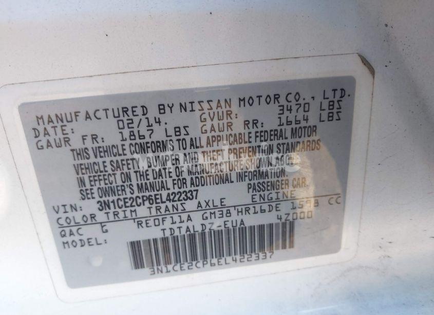 Photo 9 of 2014 Nissan Versa NOTE SV (VIN 3N1CE2CP6EL422337)