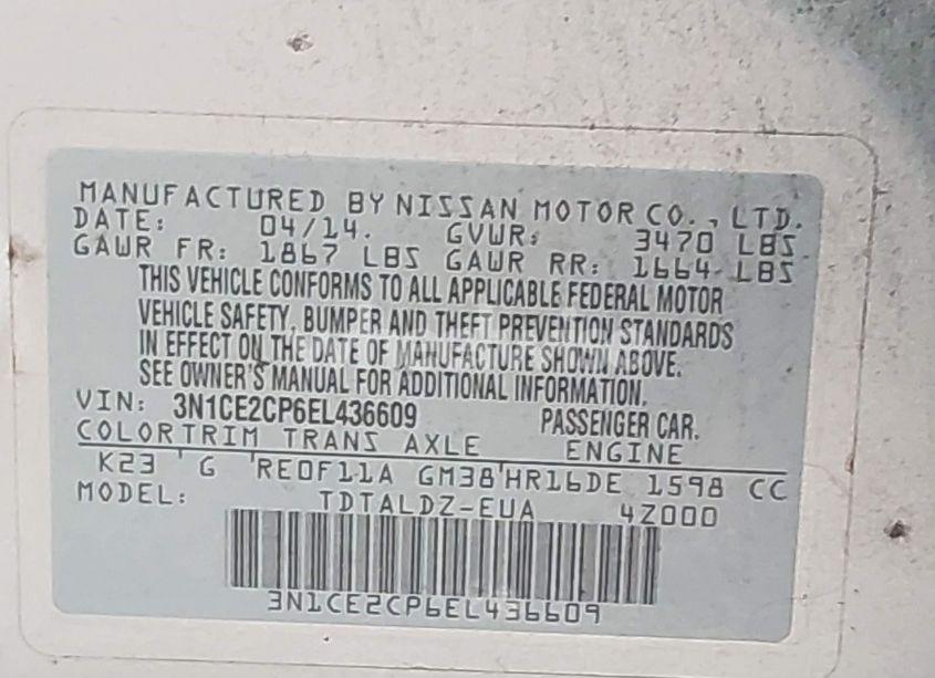 Photo 9 of 2014 Nissan Versa NOTE SV (VIN 3N1CE2CP6EL436609)