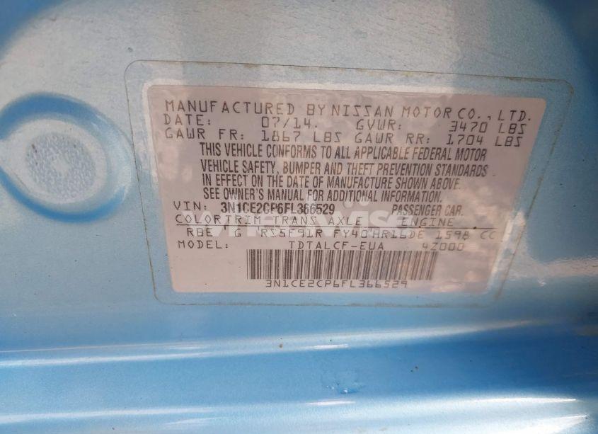 Photo 9 of 2015 Nissan Versa NOTE S (SR) (VIN 3N1CE2CP6FL366529)