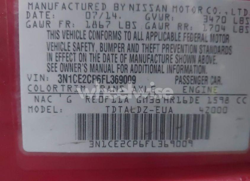 Photo 9 of 2015 Nissan Versa NOTE S (SR)/S PLUS/SL/SR/SV (VIN 3N1CE2CP6FL369009)