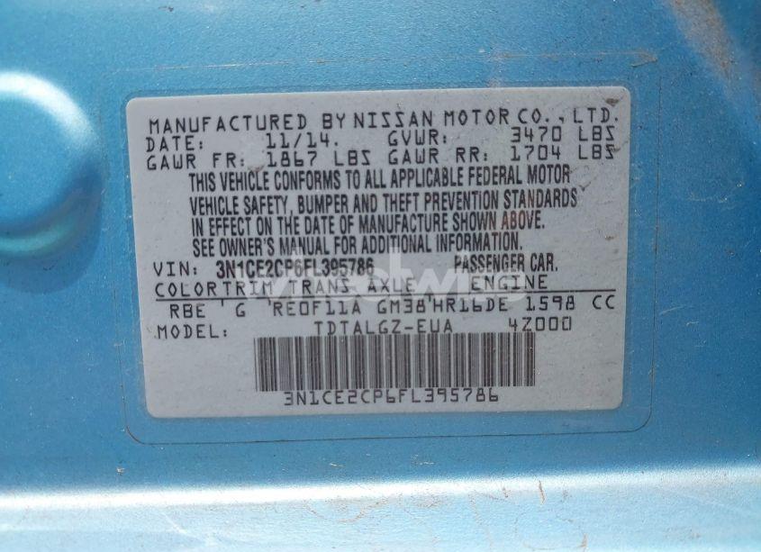 Photo 9 of 2015 Nissan Versa NOTE SR (VIN 3N1CE2CP6FL395786)