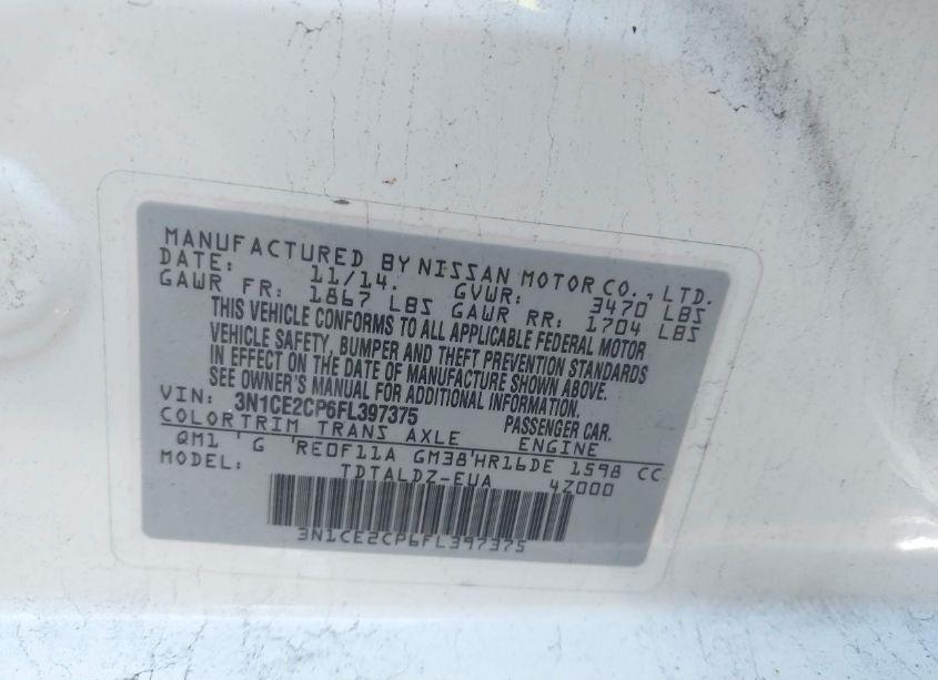 Photo 9 of 2015 Nissan Versa NOTE SV (VIN 3N1CE2CP6FL397375)