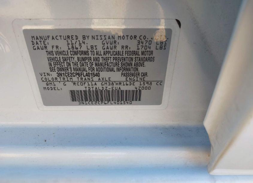 Photo 9 of 2015 Nissan Versa NOTE SV (VIN 3N1CE2CP6FL401540)