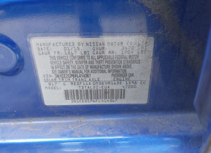 Photo 9 of 2015 Nissan Versa NOTE S (SR)/S PLUS/SL/SR/SV (VIN 3N1CE2CP6FL414367)