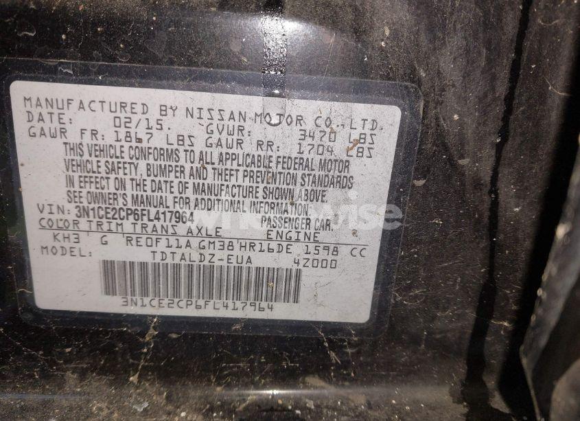 Photo 9 of 2015 Nissan Versa NOTE S (SR)/S PLUS/SL/SR/SV (VIN 3N1CE2CP6FL417964)