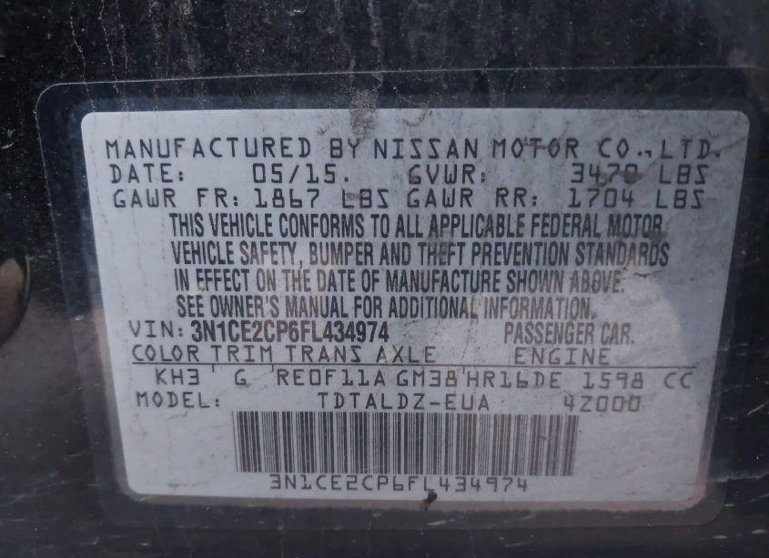 Photo 9 of 2015 Nissan Versa NOTE SV (VIN 3N1CE2CP6FL434974)