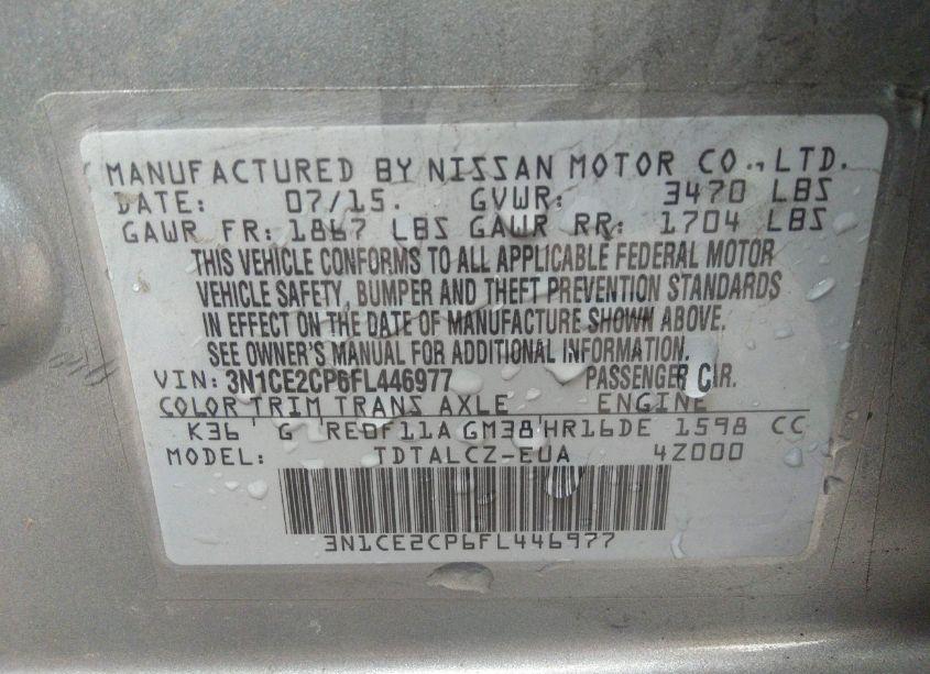 Photo 9 of 2015 Nissan Versa NOTE S PLUS (VIN 3N1CE2CP6FL446977)