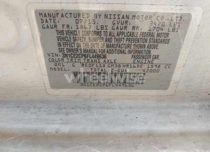 Photo 9 of 2015 Nissan Versa NOTE SV (VIN 3N1CE2CP6FL449636)
