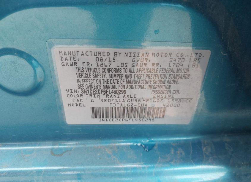 Photo 9 of 2015 Nissan Versa NOTE SR (VIN 3N1CE2CP6FL450298)