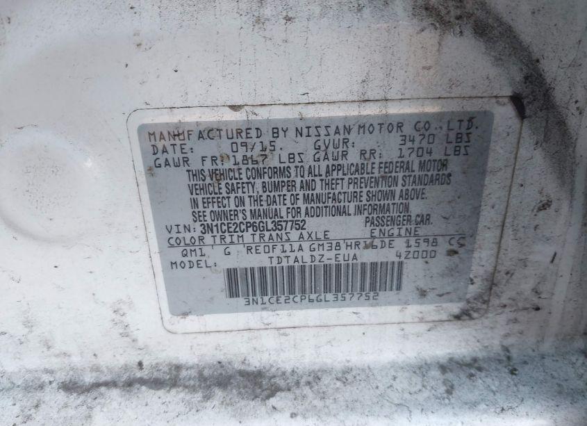 Photo 9 of 2016 Nissan Versa NOTE S (SR)/S PLUS/SL/SR/SV (VIN 3N1CE2CP6GL357752)