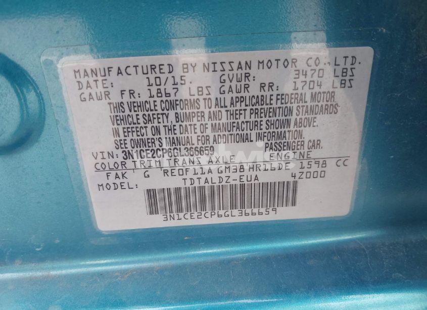 Photo 9 of 2016 Nissan Versa NOTE SV (VIN 3N1CE2CP6GL366659)