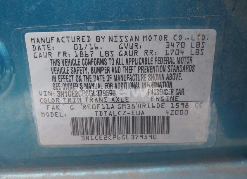 Photo 9 of 2016 Nissan Versa NOTE S PLUS (VIN 3N1CE2CP6GL379590)