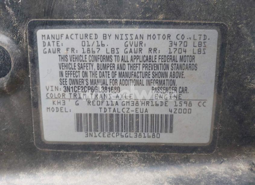 Photo 9 of 2016 Nissan Versa NOTE S PLUS (VIN 3N1CE2CP6GL381680)