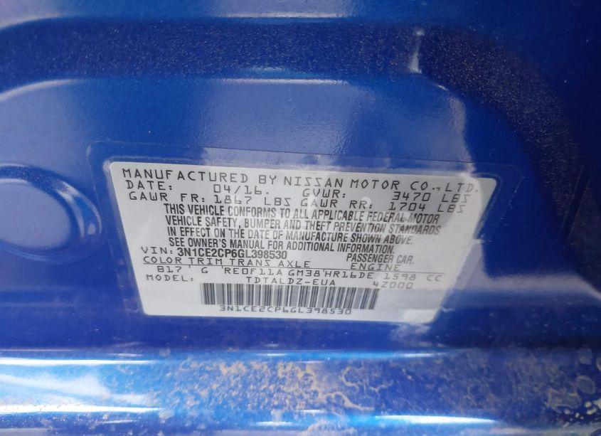 Photo 9 of 2016 Nissan Versa NOTE SV (VIN 3N1CE2CP6GL398530)