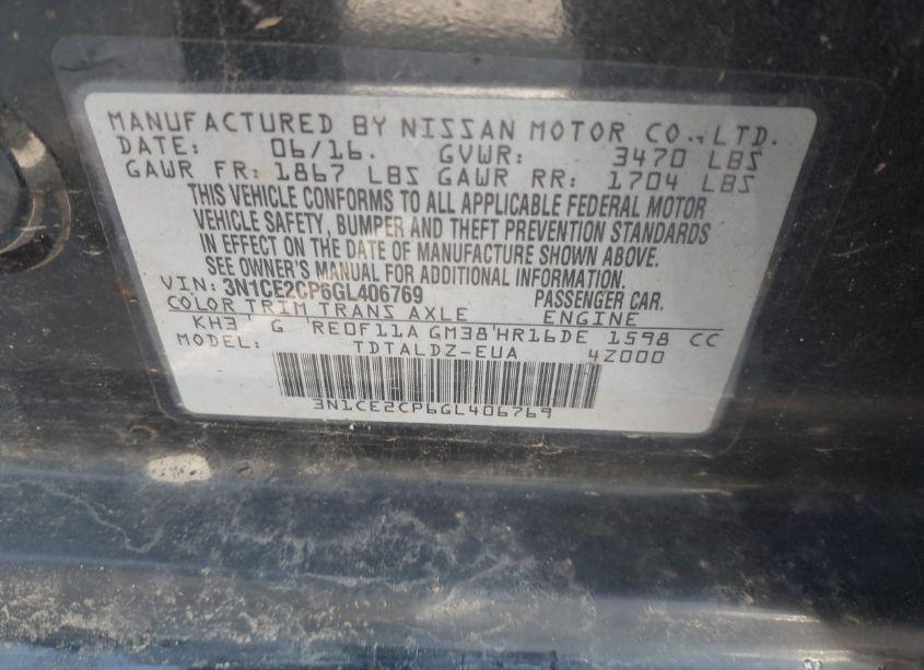 Photo 9 of 2016 Nissan Versa NOTE S (SR)/S PLUS/SL/SR/SV (VIN 3N1CE2CP6GL406769)