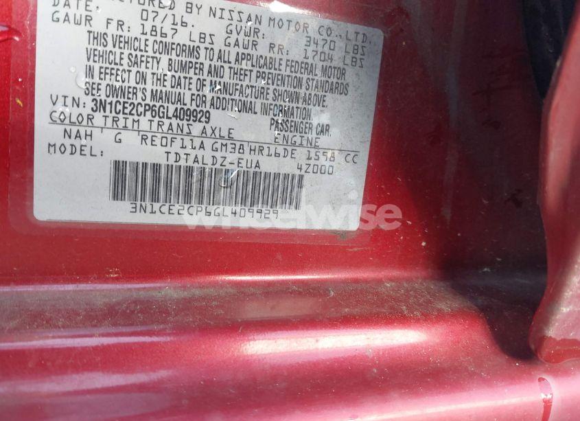 Photo 9 of 2016 Nissan Versa NOTE SV (VIN 3N1CE2CP6GL409929)