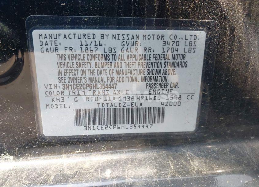 Photo 9 of 2017 Nissan Versa NOTE SV (VIN 3N1CE2CP6HL354447)