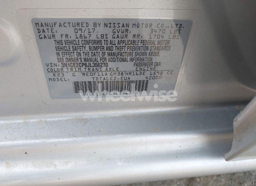 Photo 9 of 2018 Nissan Versa NOTE S (VIN 3N1CE2CP6JL356270)