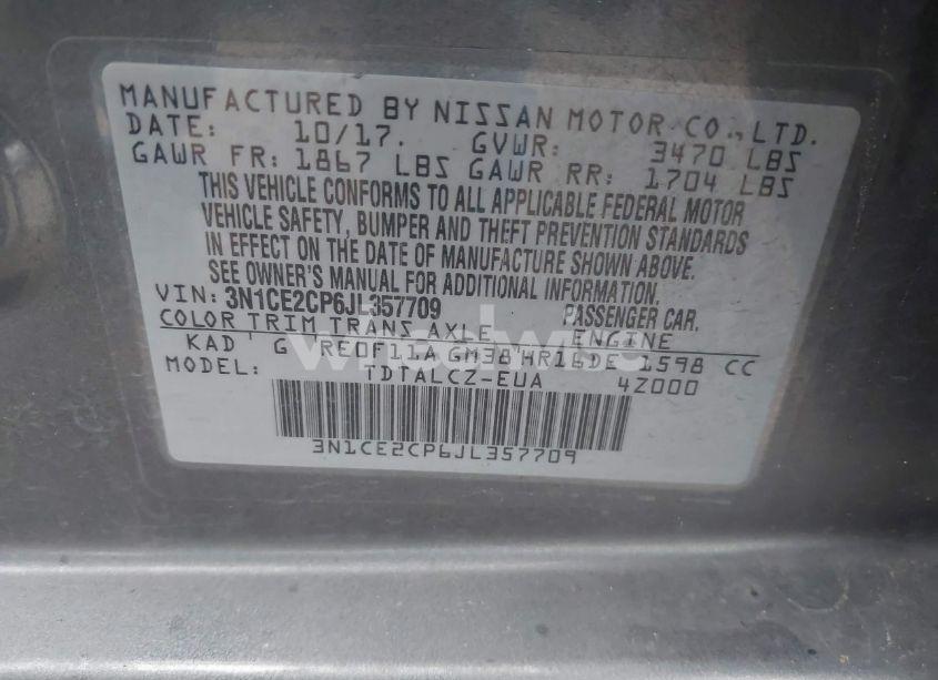 Photo 9 of 2018 Nissan Versa NOTE S (VIN 3N1CE2CP6JL357709)