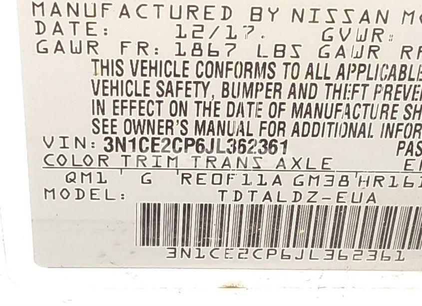 Photo 9 of 2018 Nissan Versa NOTE SV (VIN 3N1CE2CP6JL362361)