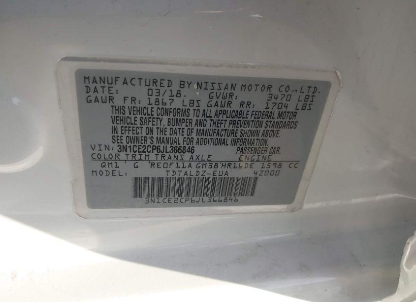 Photo 9 of 2018 Nissan Versa NOTE SV (VIN 3N1CE2CP6JL366846)