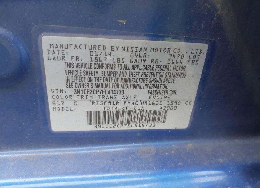 Photo 9 of 2014 Nissan Versa NOTE S (SR) (VIN 3N1CE2CP7EL414733)