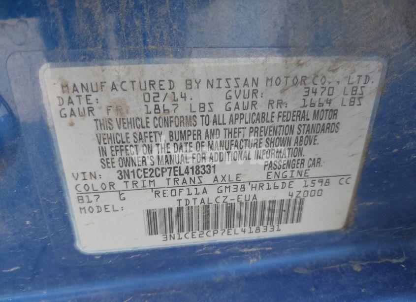 Photo 9 of 2014 Nissan Versa NOTE S PLUS (VIN 3N1CE2CP7EL418331)
