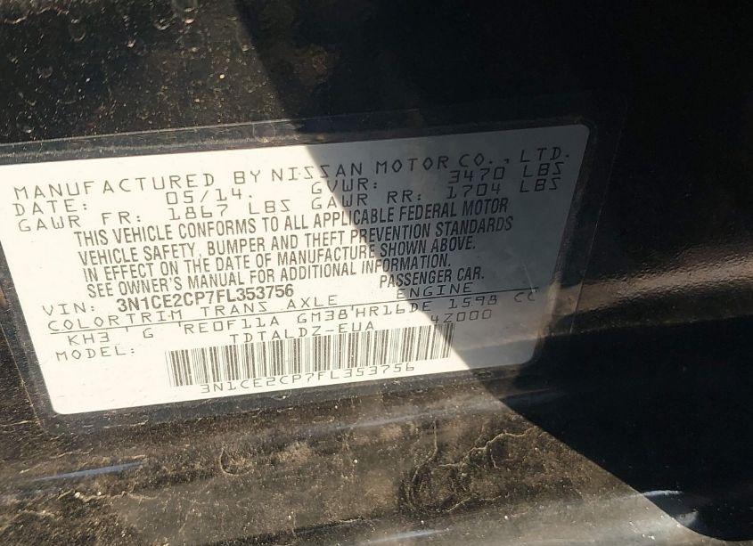 Photo 9 of 2015 Nissan Versa NOTE S (SR)/S PLUS/SL/SR/SV (VIN 3N1CE2CP7FL353756)