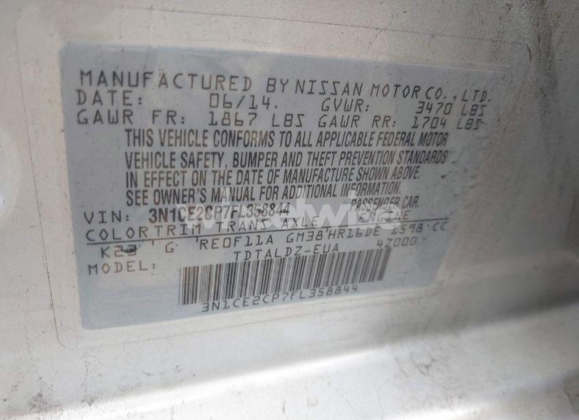 Photo 9 of 2015 Nissan Versa NOTE SV (VIN 3N1CE2CP7FL358844)