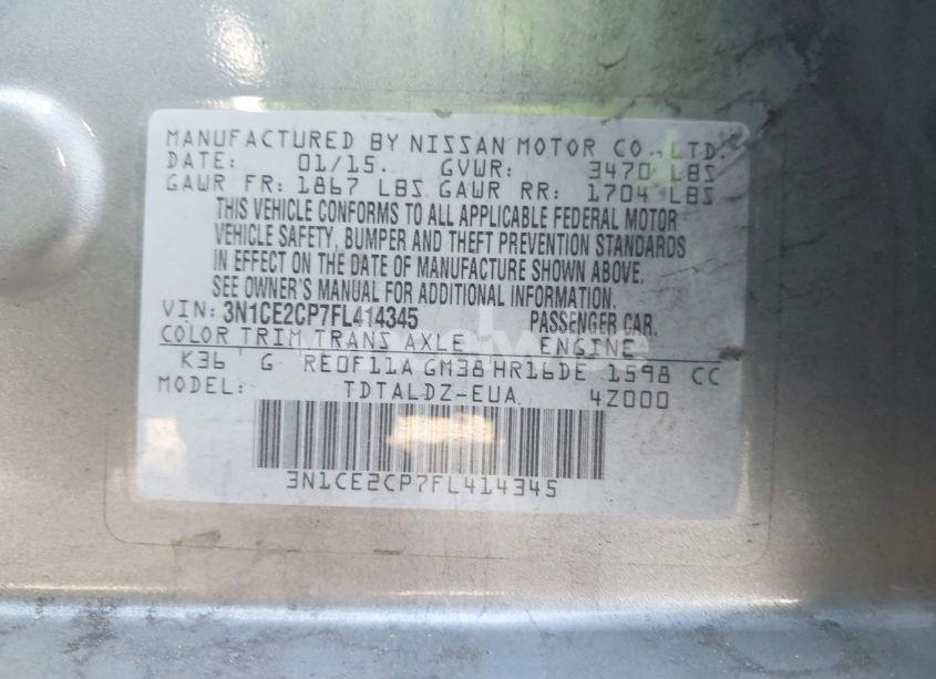 Photo 9 of 2015 Nissan Versa NOTE S (SR)/S PLUS/SL/SR/SV (VIN 3N1CE2CP7FL414345)