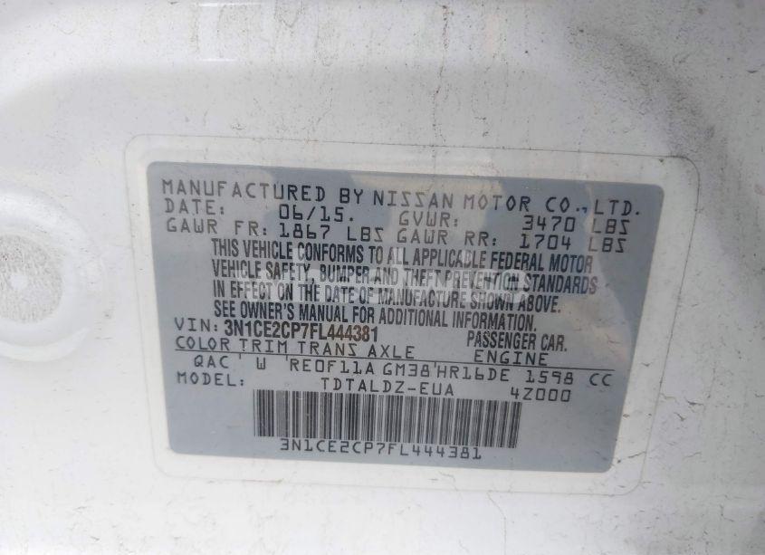 Photo 9 of 2015 Nissan Versa NOTE SV (VIN 3N1CE2CP7FL444381)