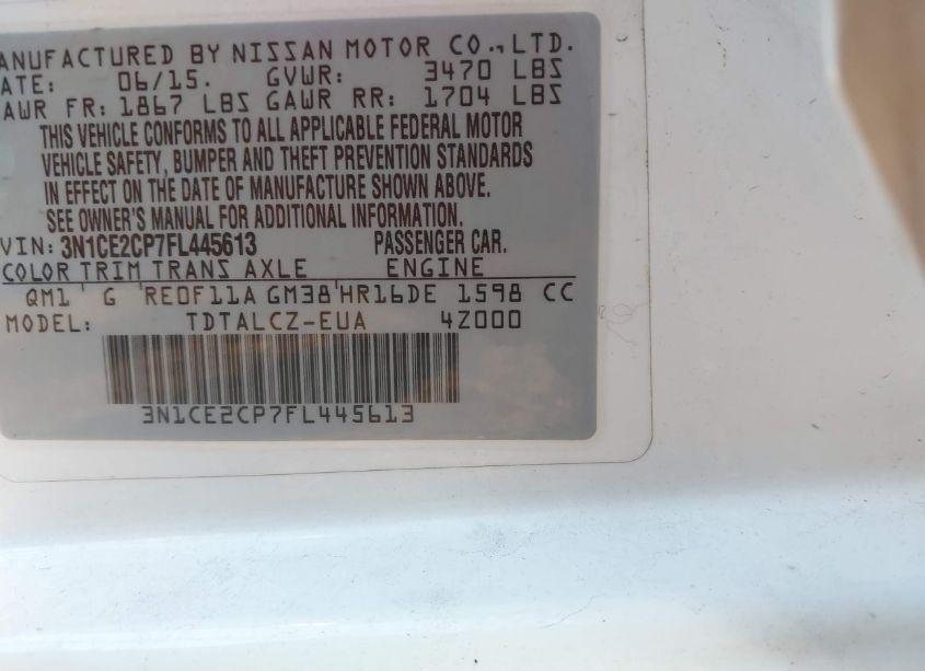 Photo 9 of 2015 Nissan Versa NOTE S PLUS (VIN 3N1CE2CP7FL445613)