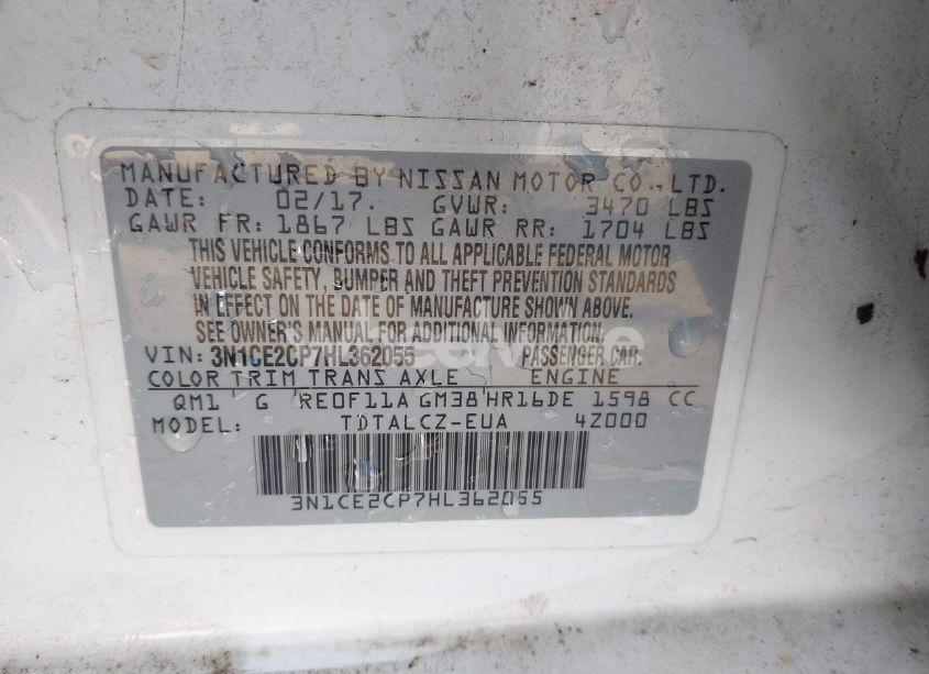 Photo 9 of 2017 Nissan Versa NOTE S PLUS (VIN 3N1CE2CP7HL362055)