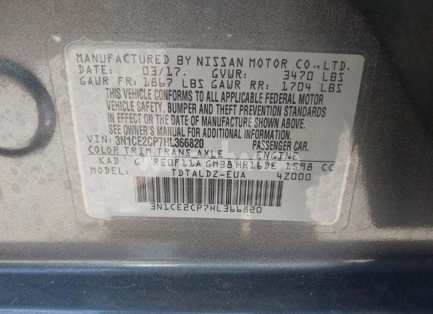 Photo 9 of 2017 Nissan Versa NOTE SV (VIN 3N1CE2CP7HL366820)