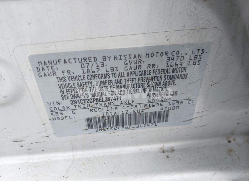 Photo 9 of 2014 Nissan Versa NOTE S PLUS (VIN 3N1CE2CP8EL367471)