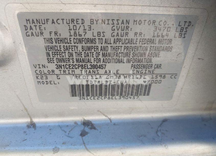 Photo 9 of 2014 Nissan Versa NOTE SV (VIN 3N1CE2CP8EL390457)