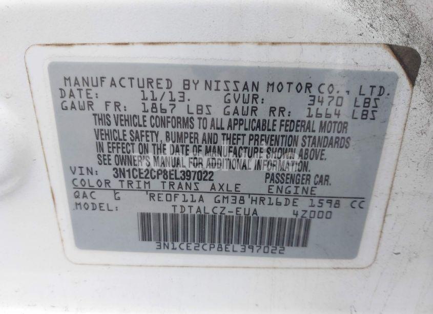 Photo 9 of 2014 Nissan Versa NOTE S PLUS (VIN 3N1CE2CP8EL397022)