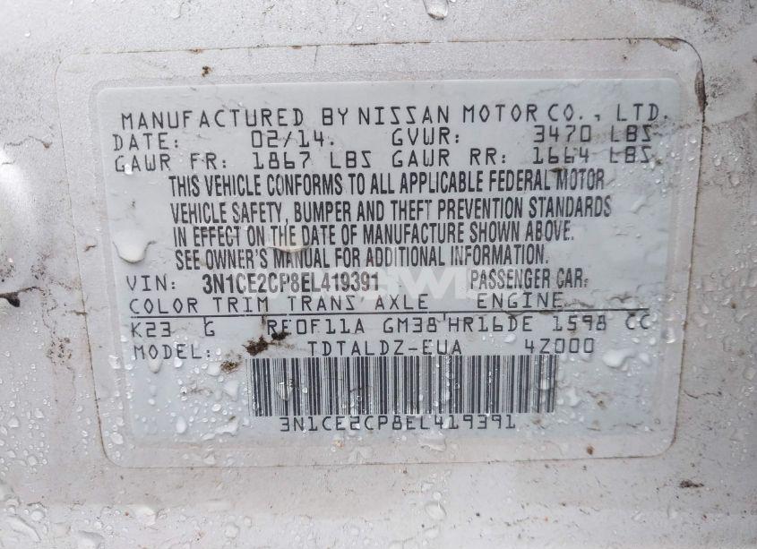 Photo 9 of 2014 Nissan Versa NOTE SV (VIN 3N1CE2CP8EL419391)