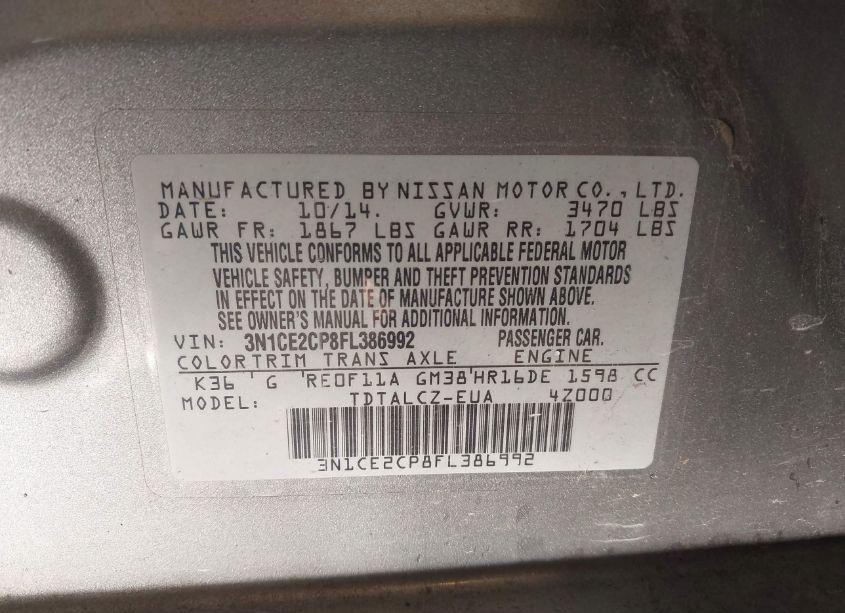 Photo 9 of 2015 Nissan Versa NOTE S PLUS (VIN 3N1CE2CP8FL386992)