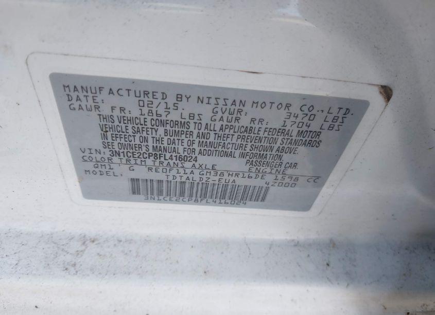 Photo 9 of 2015 Nissan Versa NOTE SV (VIN 3N1CE2CP8FL416024)